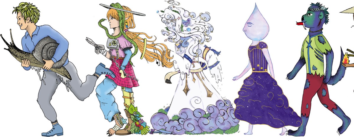 Défilé de personnages extravagants