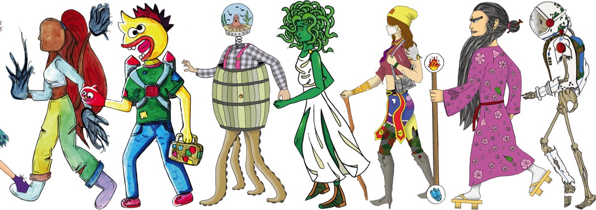 Défilé de personnages extravagants