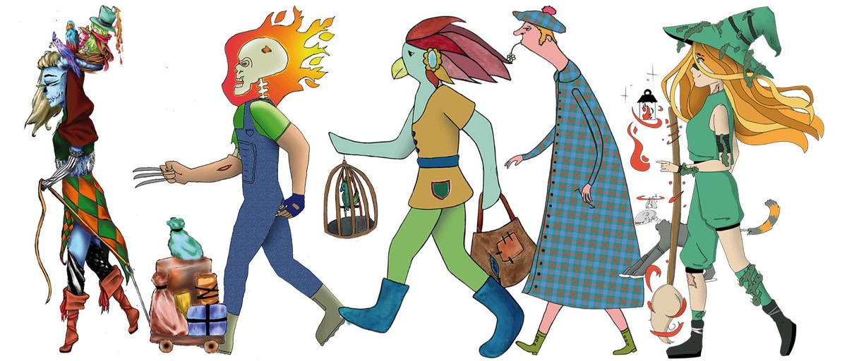 Défilé de personnages extravagants
