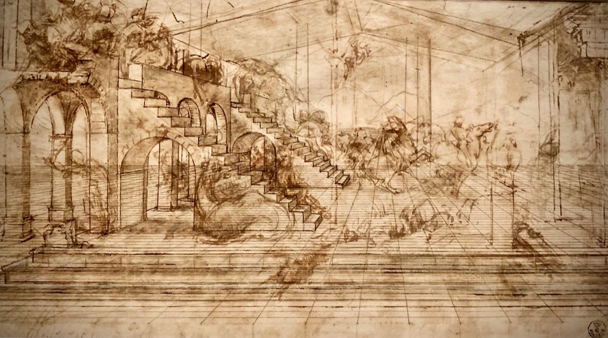 Léonard de Vinci - Etude de perspective à l