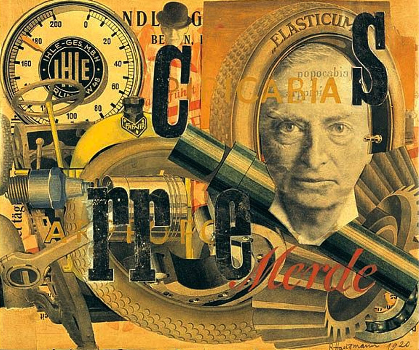 Raoul HAUSMANN, Elasticum, 1920 Photomontage, collage et gouache sur couverture d’un catalogue d’exposition, 31 x 37 cm