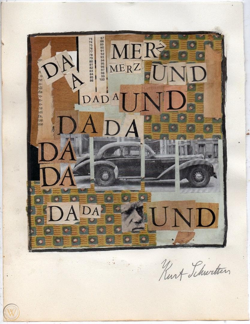 Kurt Schwitters Collage sur papier, 27 cm X 21 cm